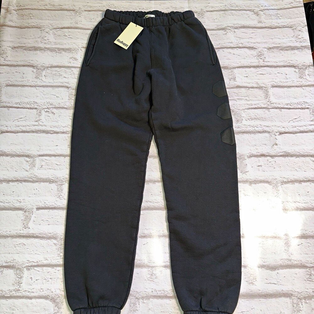 Madhappy Men's Black Fleece Jogger Pants Size M Regular Fit Pockets Elastic